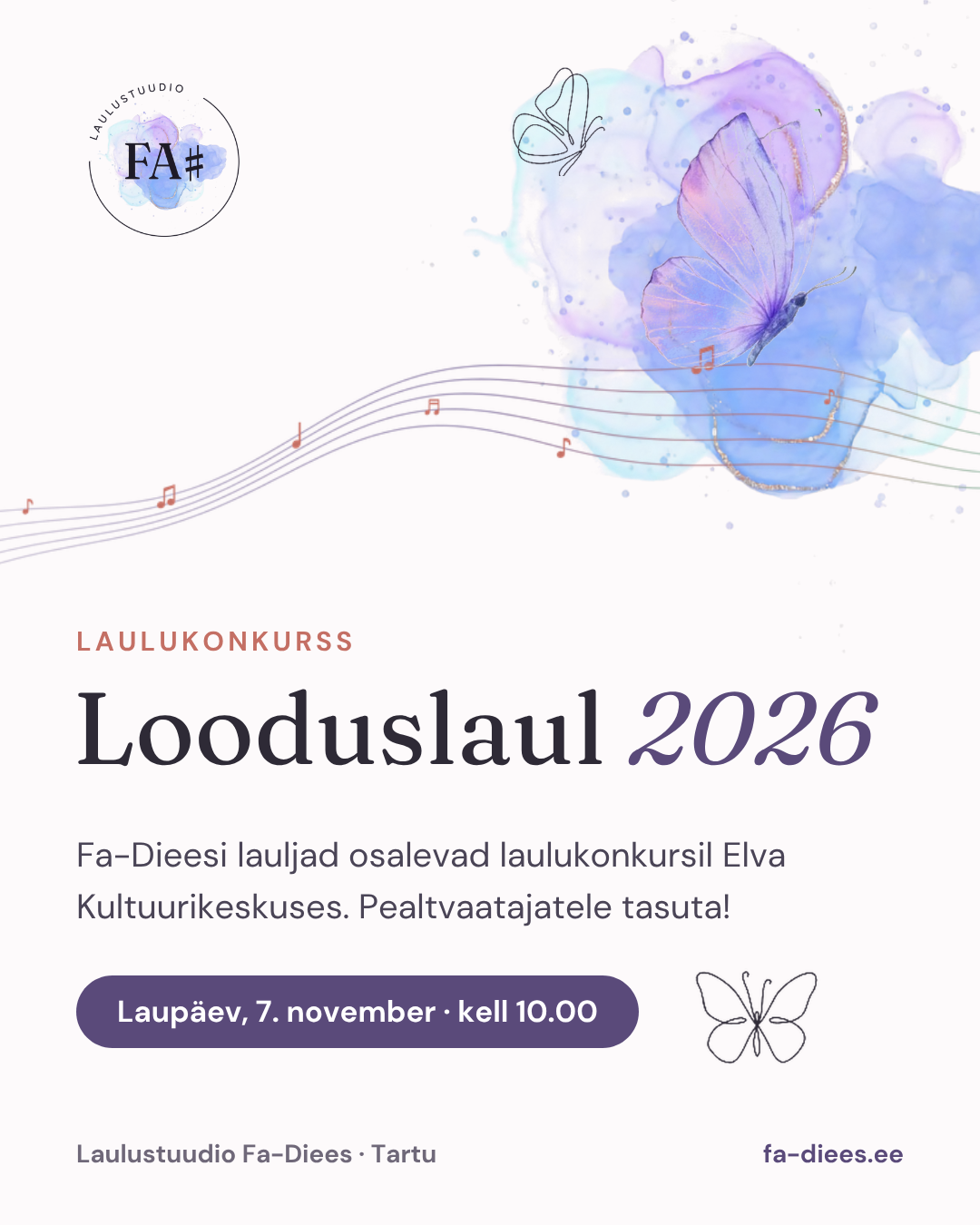 Looduslaul 2026 – Fa-Dieesi lauljad laulukonkursil Elvas 7. novembril kell 10.00